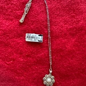 Beautiful Brighton Greta necklace, silver with white pearl in center of flower